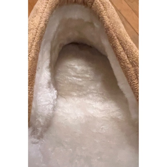 LINZO7 Camel Suede Platform Mule Slippers Cozy Lined‎ Size 9 - Picture 13 of 16